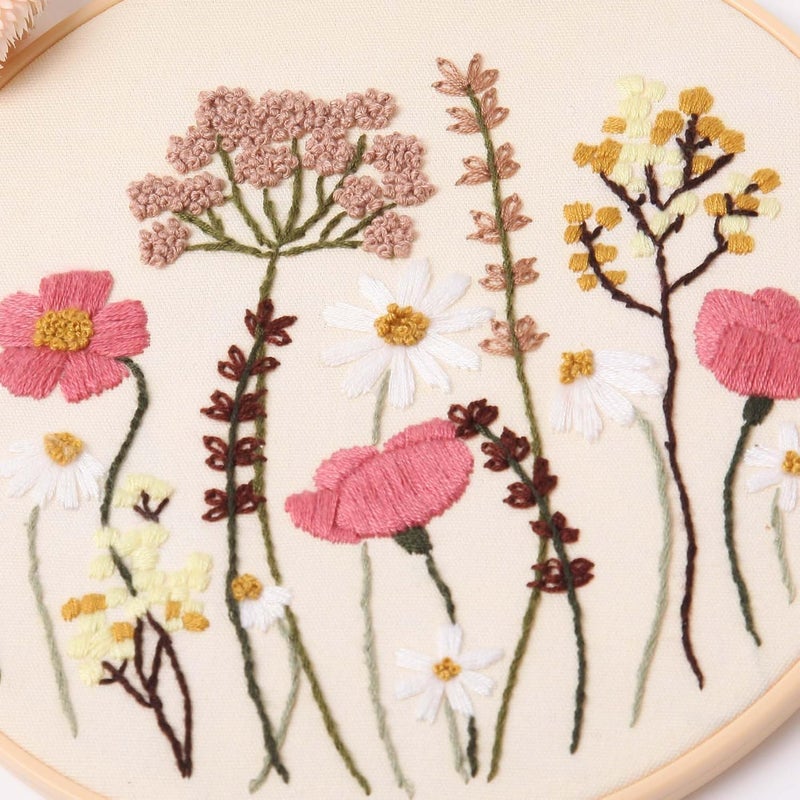 REEWISLY 4ps Embroidery Starter kit with Flowers Patterns and Instructions, DIY Adult Beginner Cross Stitch Kits, Including 2 Plastic Embroidery Hoop, 1 Pair of Scissors, Colored Threads and Needles - Image 5